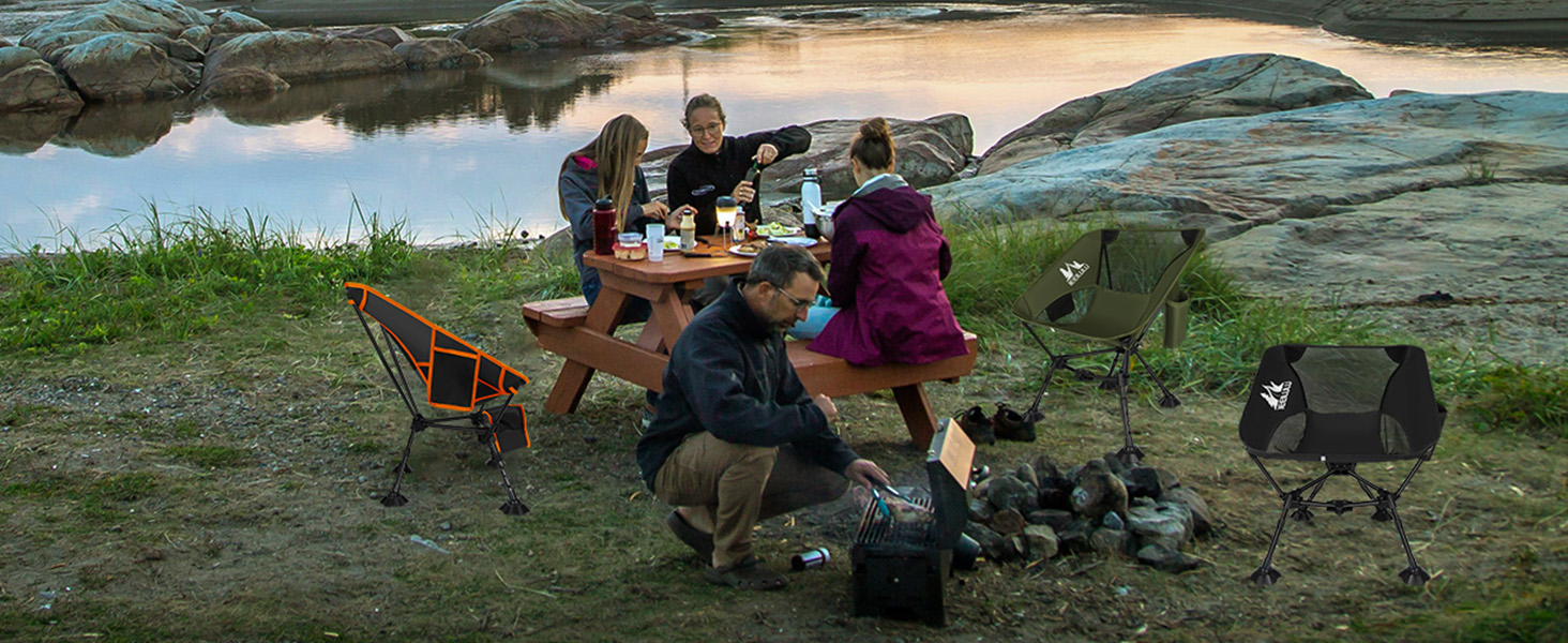 Складний туристичний стілець JONRRYIN для кемпінгу та відпочинку на природі: легкий, з кишенями та сіткою на спинці