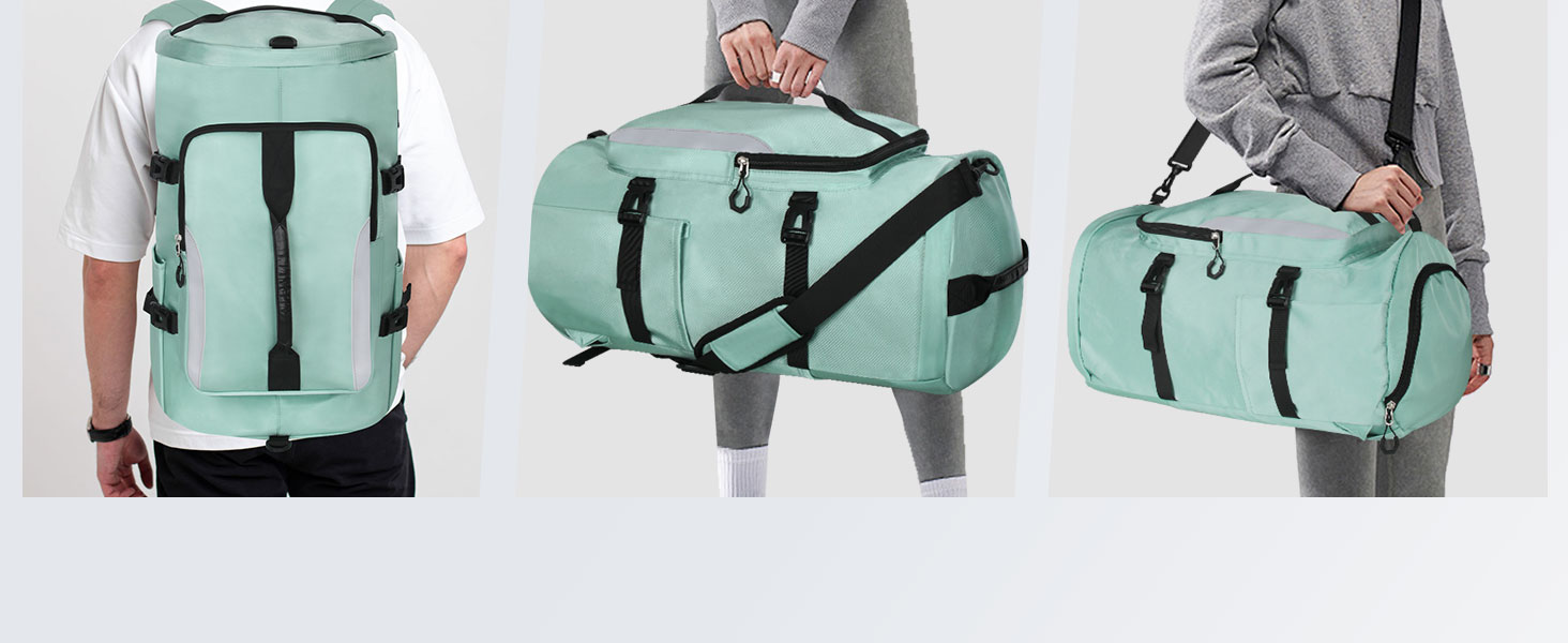 Спортивна сумка JiangLin 45L з відділенням для взуття та мокрих речей, велика дорожня сумка для жінок та чоловіків, рюкзак-трансформер для подорожей, спорту, фітнесу, плавання (зелена)