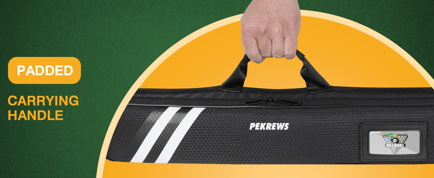 Чохол для більярдного кия (1/2) з ручкою та ремінцем, чорний. М'який футляр для кия з підсумком на блискавці, підходить для жінок та чоловіків.