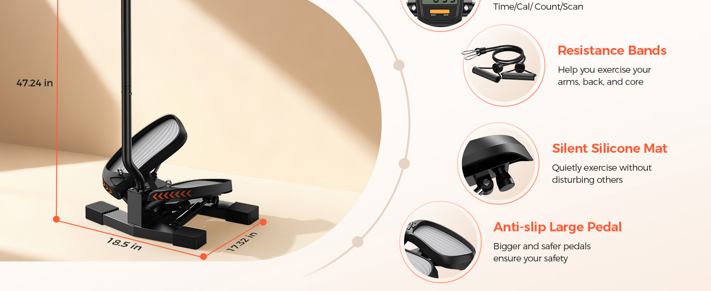 Сходи для тренувань Sportsroyals – степпер з тросами для тренування ніг, рук та сідниць, для дому та офісу