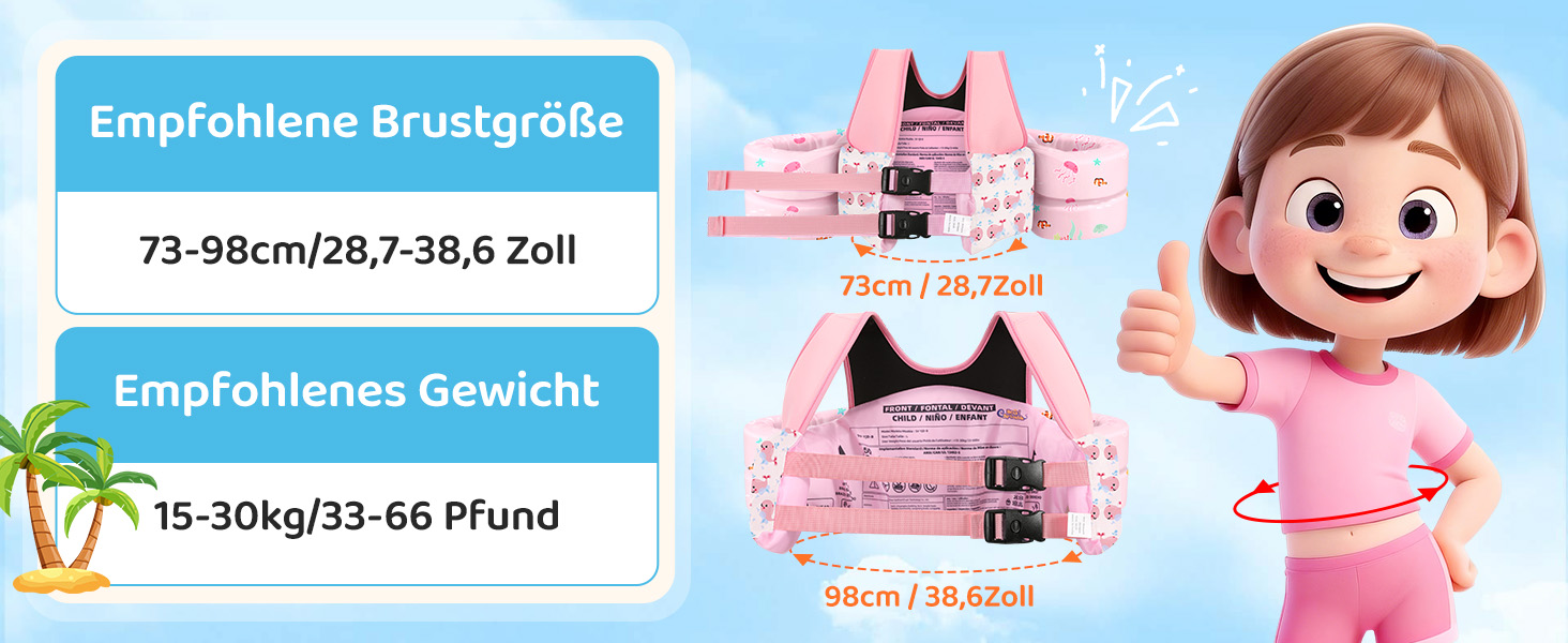 HeySplash Плавальні рукавики та жилет для дітей 15-30 кг, рожевий кит. Плавання для малюків, навчання плаванню, безпечний жилет з рукавиками, з свистком, регульовані ремінці, подвійна застібка.