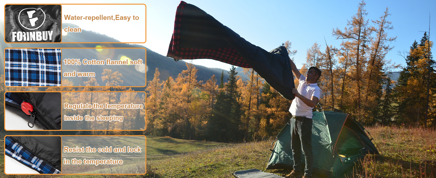 Спальний мішок фланелевий теплий 3-4 сезони XXL з бавовняним підкладком для дорослих, риболовлі, кемпінгу, піших прогулянок, легкий для дому та на вулицю, блакитний, 2lbs наповнювач
