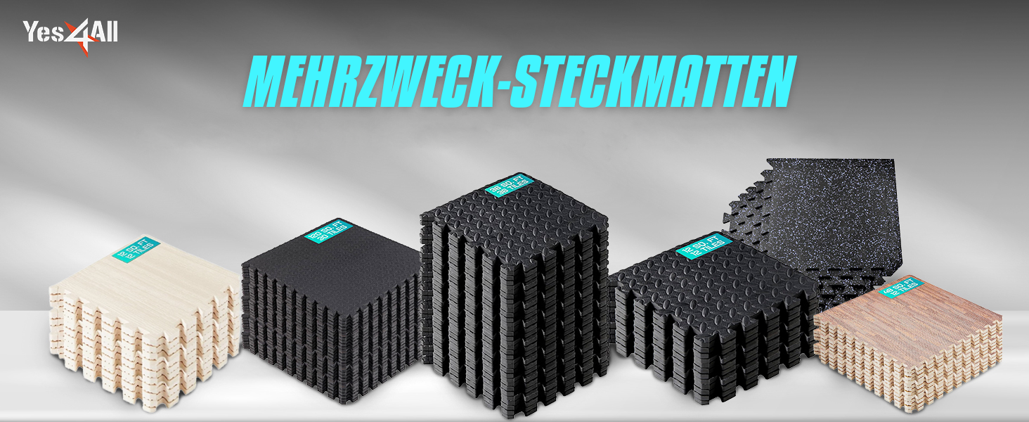 Набір пазл-матів для підлоги Yes4All для тренажерного залу та гаража, 12 шт (60x60 см), захисний покриття під тренажери, колір: темний горіх (4,5 м²)