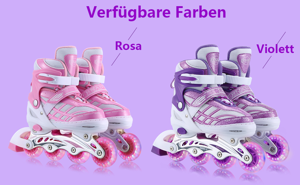 Дитячі ролики Kinder для дівчаток, регульовані, 4 розміри, світлові колеса, EU32-36, фіолетові