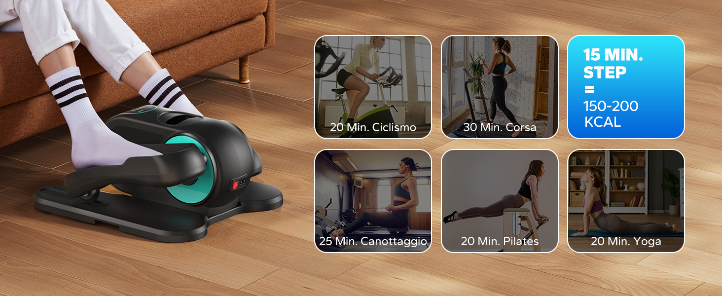 MERACH Міні електричний крос-тренажер під стіл з пультом, дисплеєм та неслизьким покриттям, 12 швидкостей, тихий та портативний для дому, для дорослих та літніх людей, блакитний E32-2025