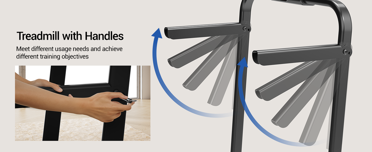 Біговий тренажер UMAY для дому, складаний, з нахилом 16%, 10 км/год, з пультом ДУ, LED-дисплеєм, з поручнями, потужність 2.5CV, максимальне навантаження 136 кг, 4 в 1