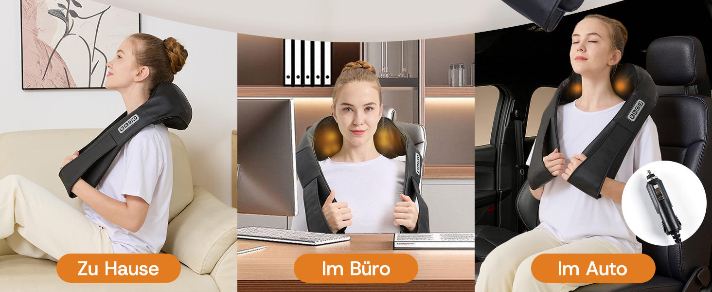 Масажер для глибокого розслаблення м'язів шиї, спини та плечей. Електричний масажер Shiatsu з термофункцією для дому, офісу та авто. Зняття м'язового болю. Чорний колір.