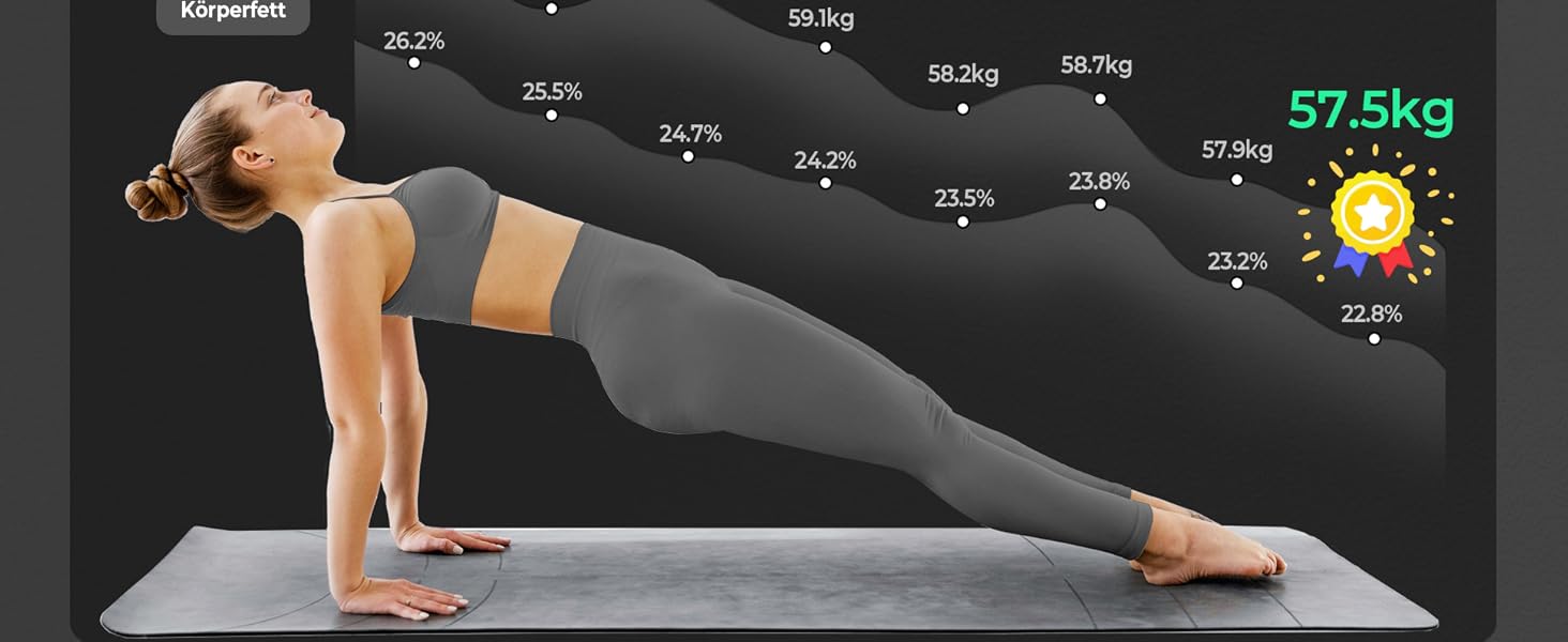 Ваги Ovutek для тіла з аналізом складу: жир, м'язи, вода, BMI. Макс. 180 кг, великий дисплей, фітнес-додаток. Чорний колір