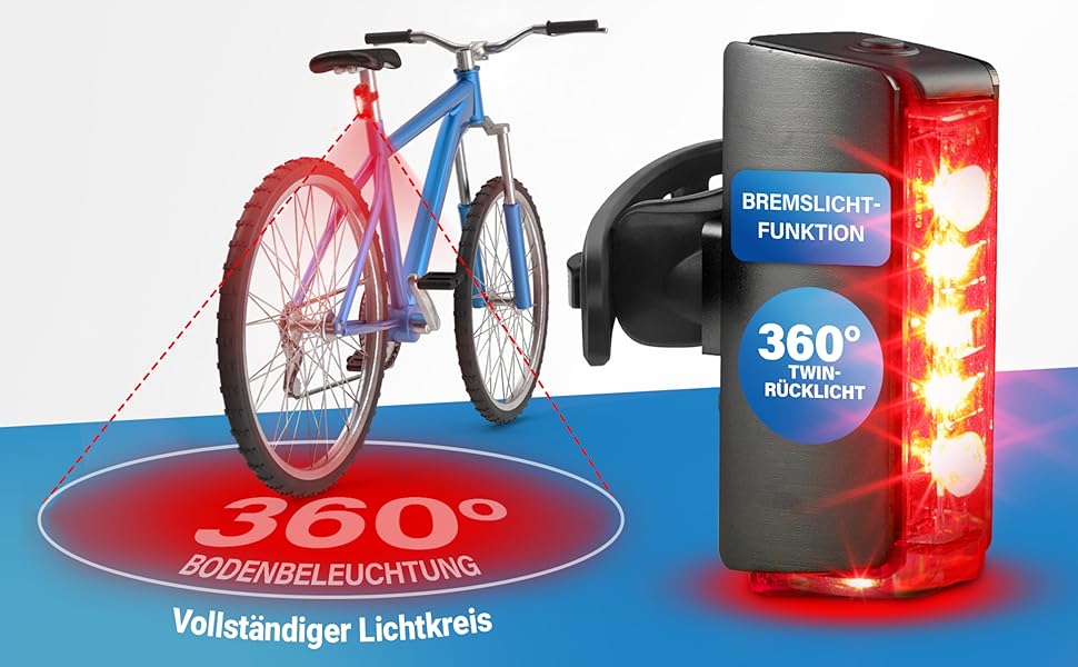 LED акумуляторний задній ліхтар Fischer Stableuchte для велосипеда, зарядний, IPX4, чорний, TWIN (акумуляторний ліхтар + TWIN STOP)