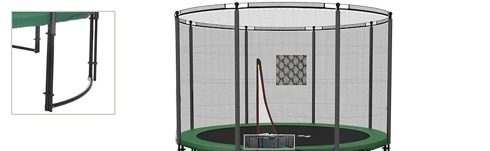 Батут Ampel 24 для саду Ø 305/366/430 см, сертифікат GS, для дітей, повний комплект з захисним бордюром та сіткою, чорний преміум-фрейм