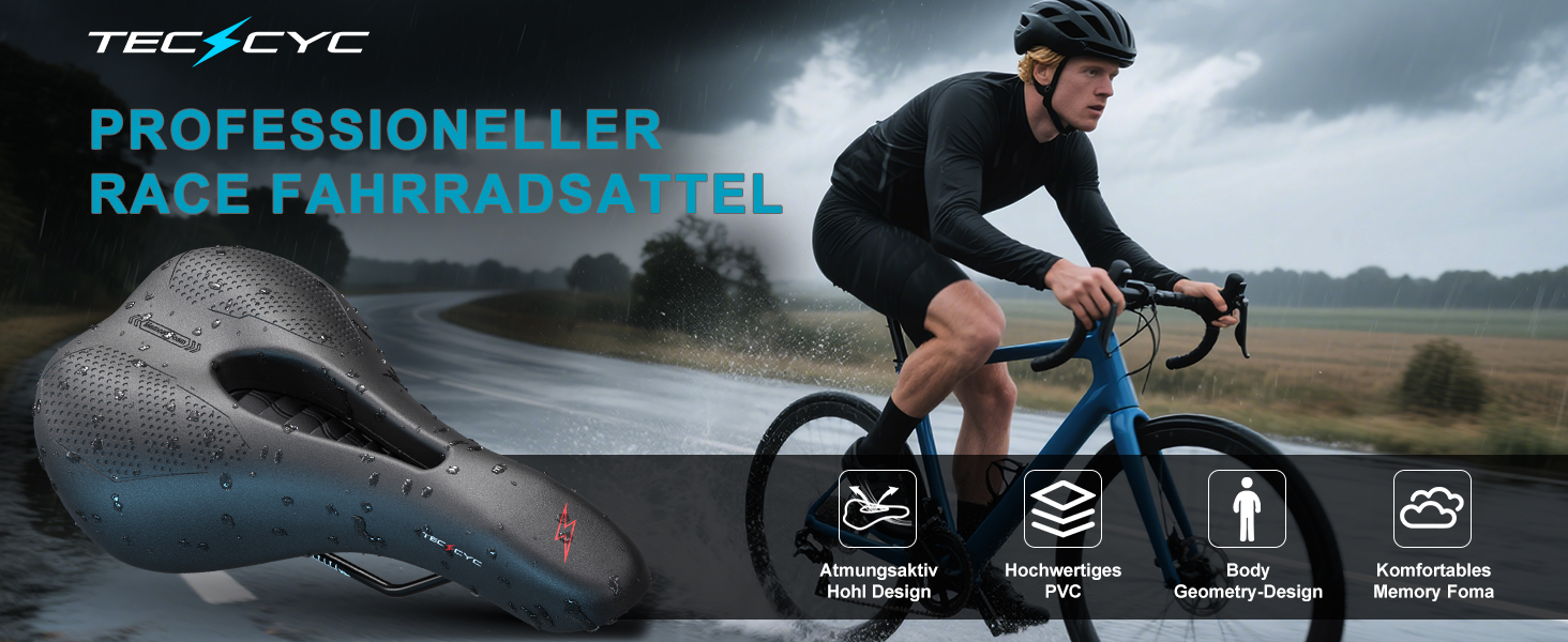 Велосипедне сідло TECHCYC з Memory Foam: комфортне, дихаюче, амортизуюче. Ергономічне сідло з підвіскою для чоловіків та жінок (Mountainbike). Доступно в 3 варіантах.