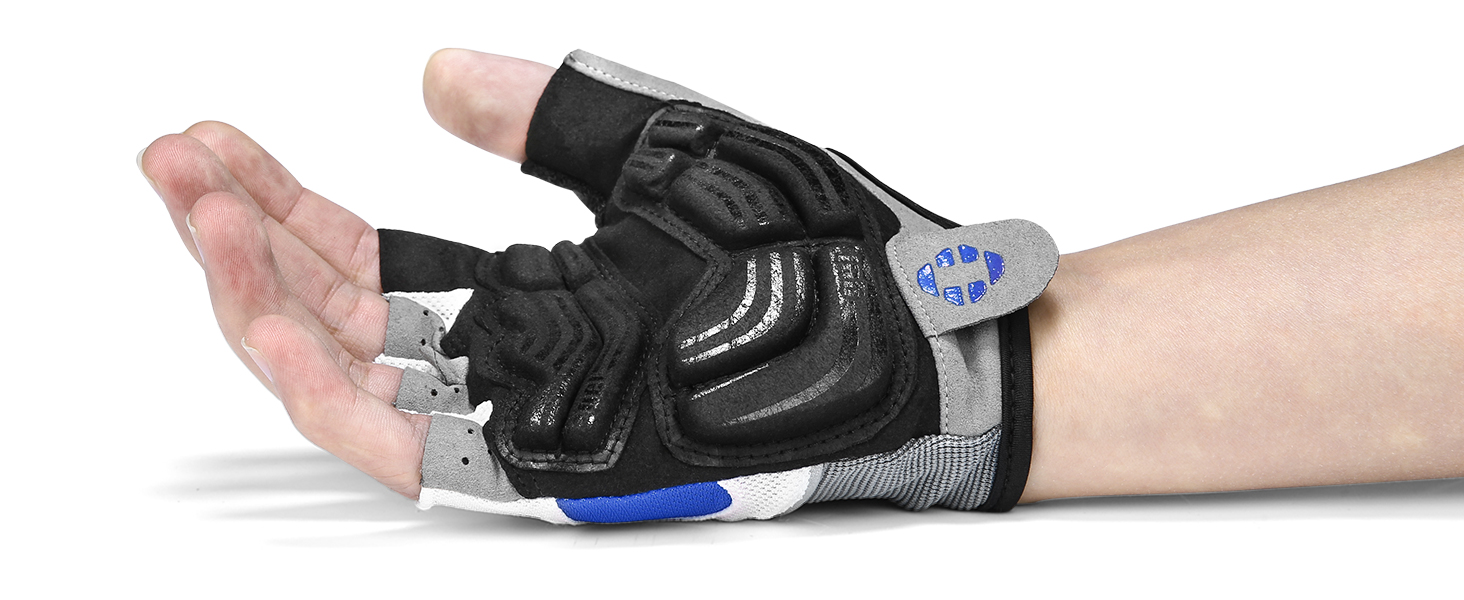 Велосипедні рукавички Inbike напівпальцеві гелеві дихаючі антиковзні амортизуючі для гірського велосипеда чоловічі жіночі літні для велоспорту MTB блакитні L