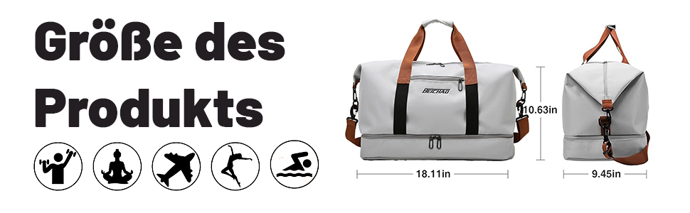 Спортивна сумка Lafo: дорожня, для тренажерного залу, з відділенням для взуття та мокрих речей, сіра