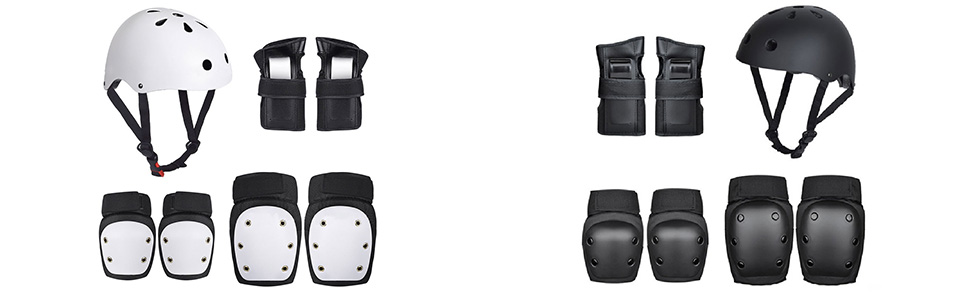 Комплект захисту SANON для дорослих (7 предметів): шолом, наколінники, налокітники, захист зап'ясть для велосипеда, ролика, скейтборду, чорний, розмір M (41-60 кг)