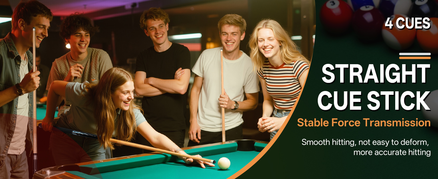 Більярдний кий Kmise Queue-Set 18-21oz з канадського акації, покращений хват, 4 кольори, з крейдою та рукавичкою