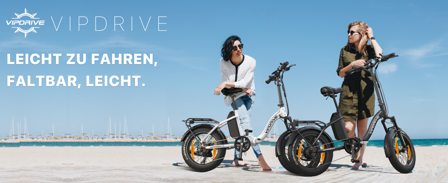 Велосипед складаний Vipdrive E-Bike 20', 48V13Ah, 7-швидкісний, LCD, білий