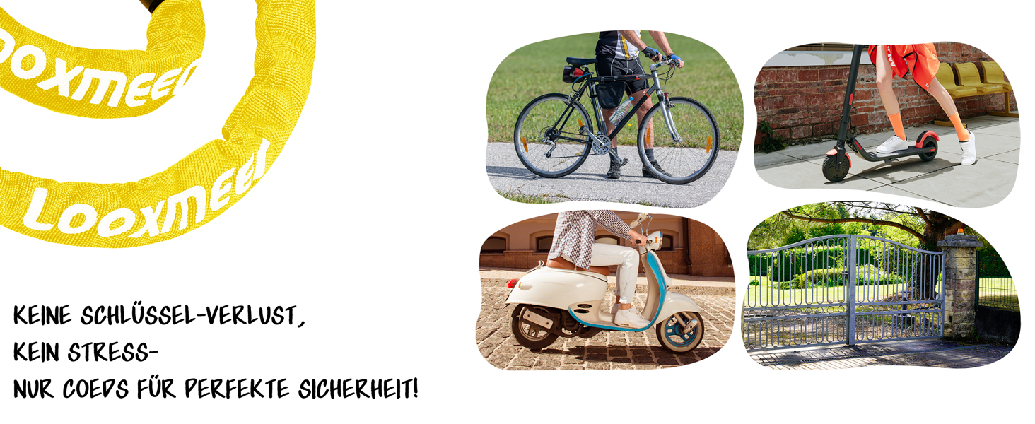 Замок для велосипеда з цифровим кодом, 11 кольорів, 90 см, рівень безпеки 8, 5-значний, для велосипеда, мотоцикла, ролера, дверей (жовтий)