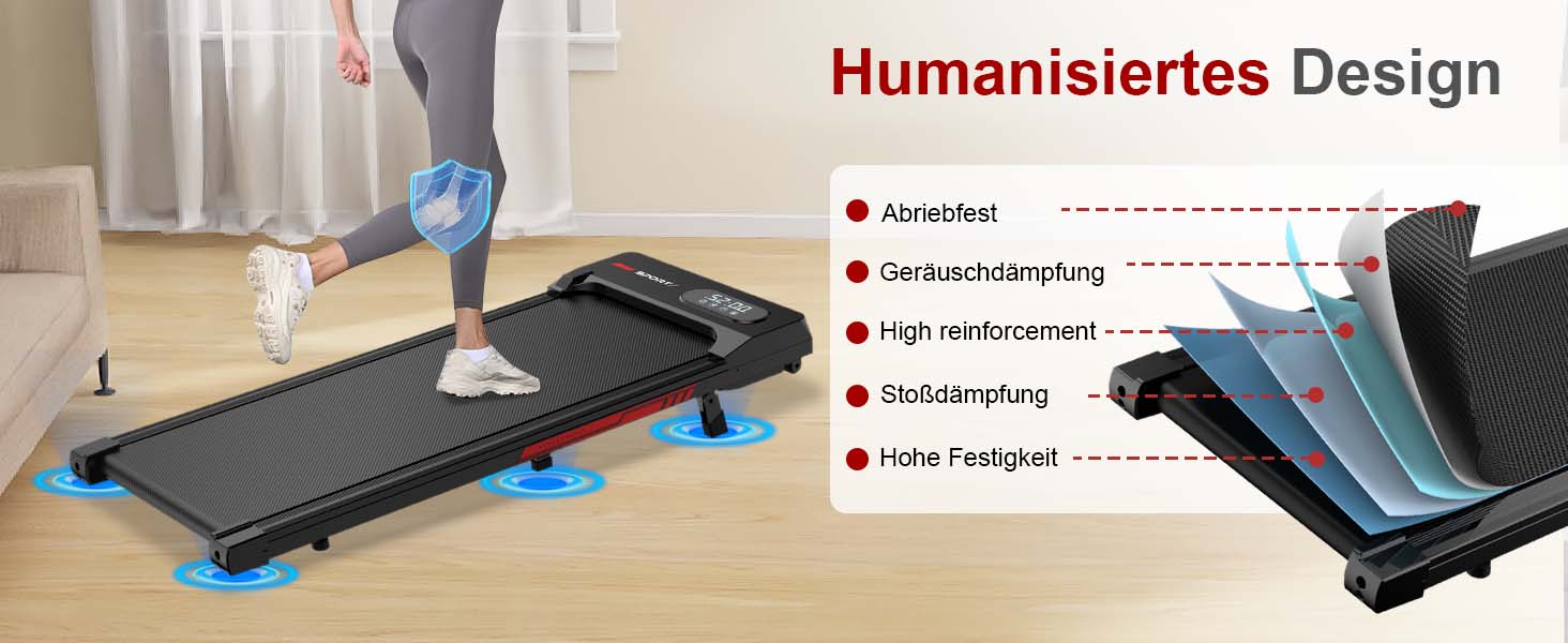 Walking Pad для дому HomeFitnessCode: електричний біговий килимок з нахилом, 1-8 км/год, чорно-червоний