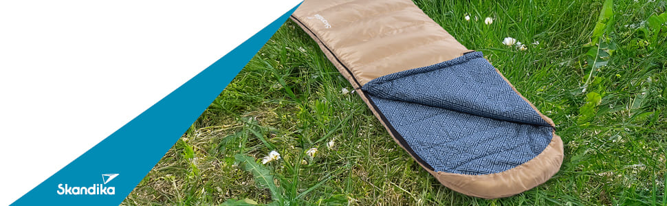 Спальний мішок Skandika Dundee Flanell з бавовни, преміум-якість, з'єднується, двомісний, 3 сезони, до -20°C, 220 x 80/160 см, для кемпінгу