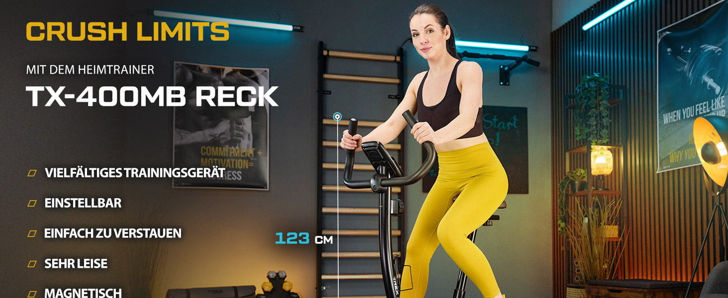 Hometrainer TREX SPORT TX-400MB RECK: фітнес-велосипед з регульованим магнітним опором та LCD-монітором, білий