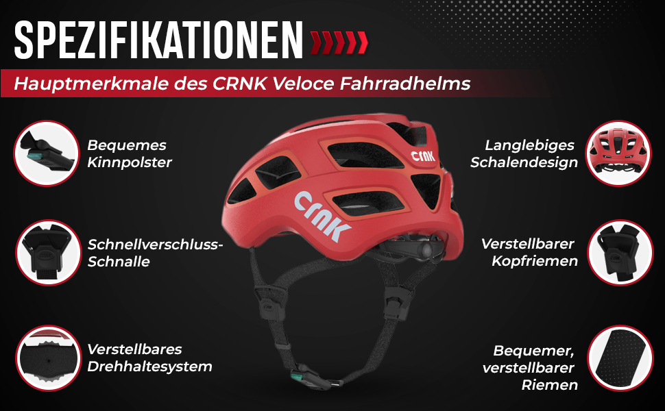 Велосипедний шолом CRNK Veloce – легкий, стильний, безпечний, регульований, з вентиляцією, для щоденного використання, унісекс, для дорослих
