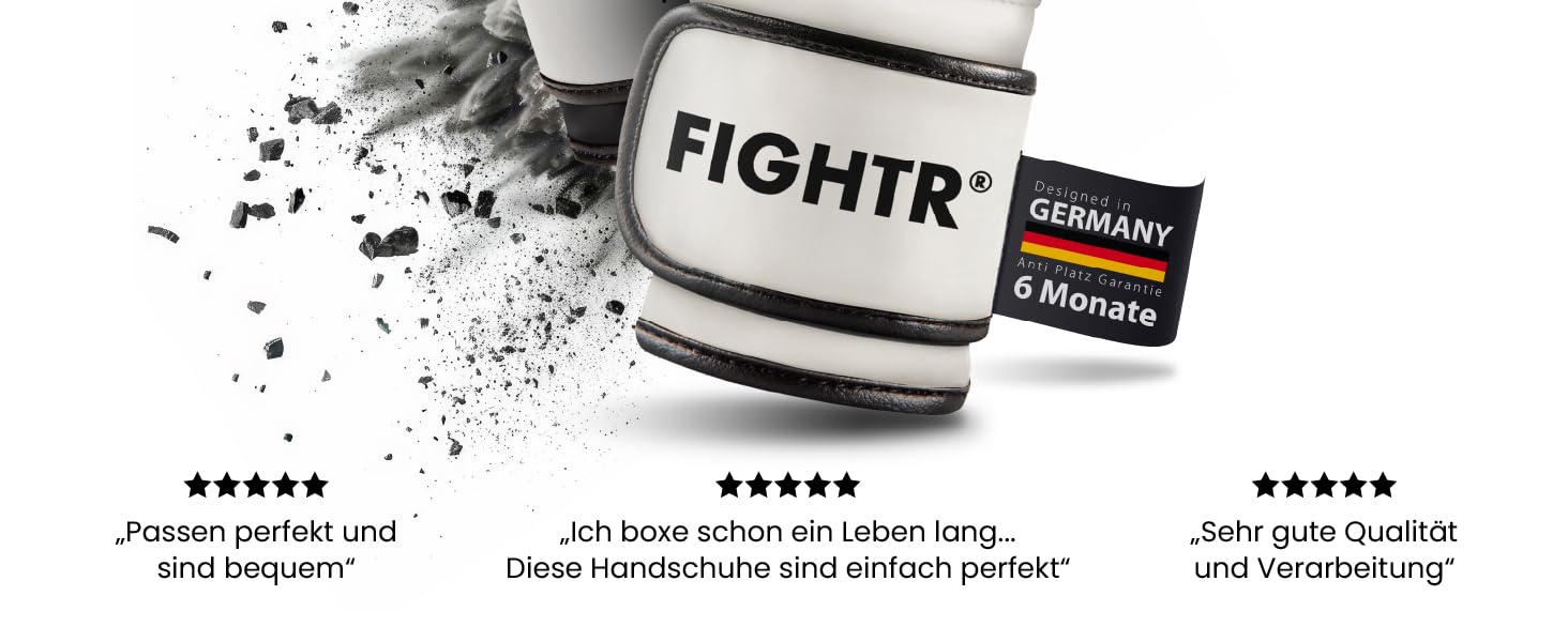 Боксерські рукавички FIGHTR 14 oz, біло-чорні, максимальний захист і стабільність, для боксу, ММА, муай-тай та кікбоксингу, з чохлом