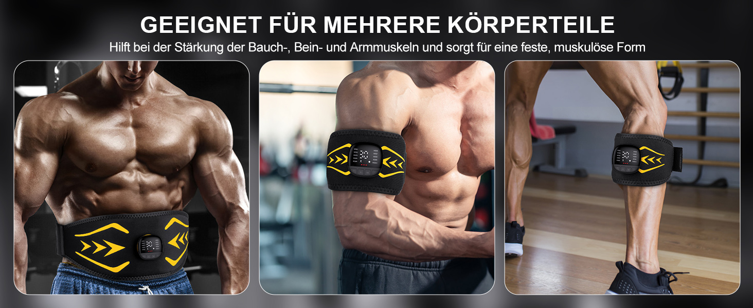 EMS тренажер для пресу Relassy: електричний, з 10 режимів та 30 інтенсивностей, USB, для живота, рук, ніг