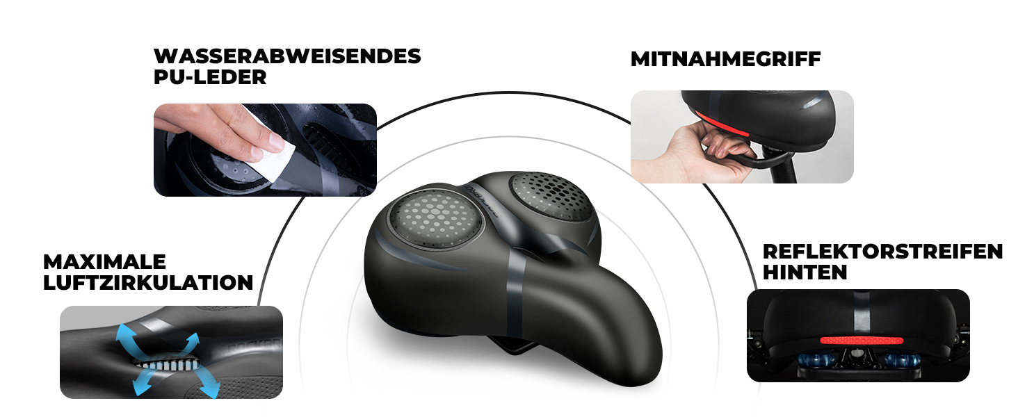 Велосипедне сідло ROCKBROS з Memory Foam для жінок та чоловіків, зручне та зняття тиску, для MTB, City та Trekking велосипедів, коричневе