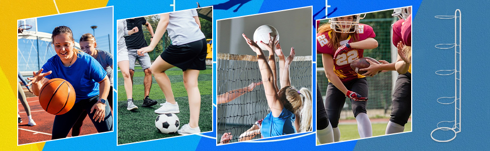 Підставка для м'ячів XIAQICA: тримач для 5 м'ячів, знімна конструкція, стабільна та міцна. Підходить для баскетболу та футболу (білий)