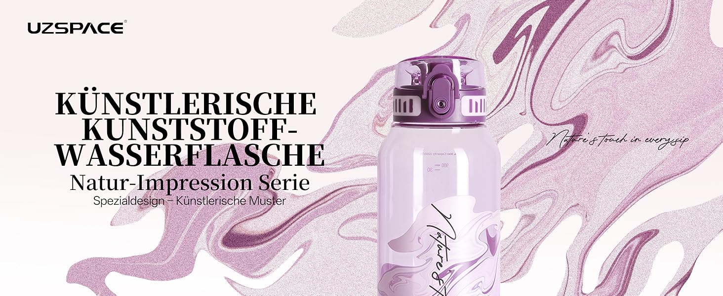 Дитяча пляшка для води UZSPACE 600 мл, спортивна, непроливальна, з одноручним відкриванням, для газованої води, придатна для миття в посудомийній машині, для школи та активного відпочинку, білий колір