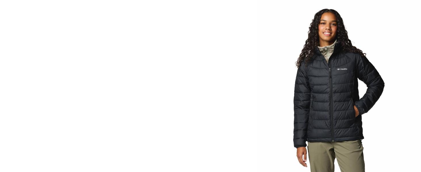 Жіноча утеплена куртка Columbia Powder Lite II Full Zip, чорна, розмір XL