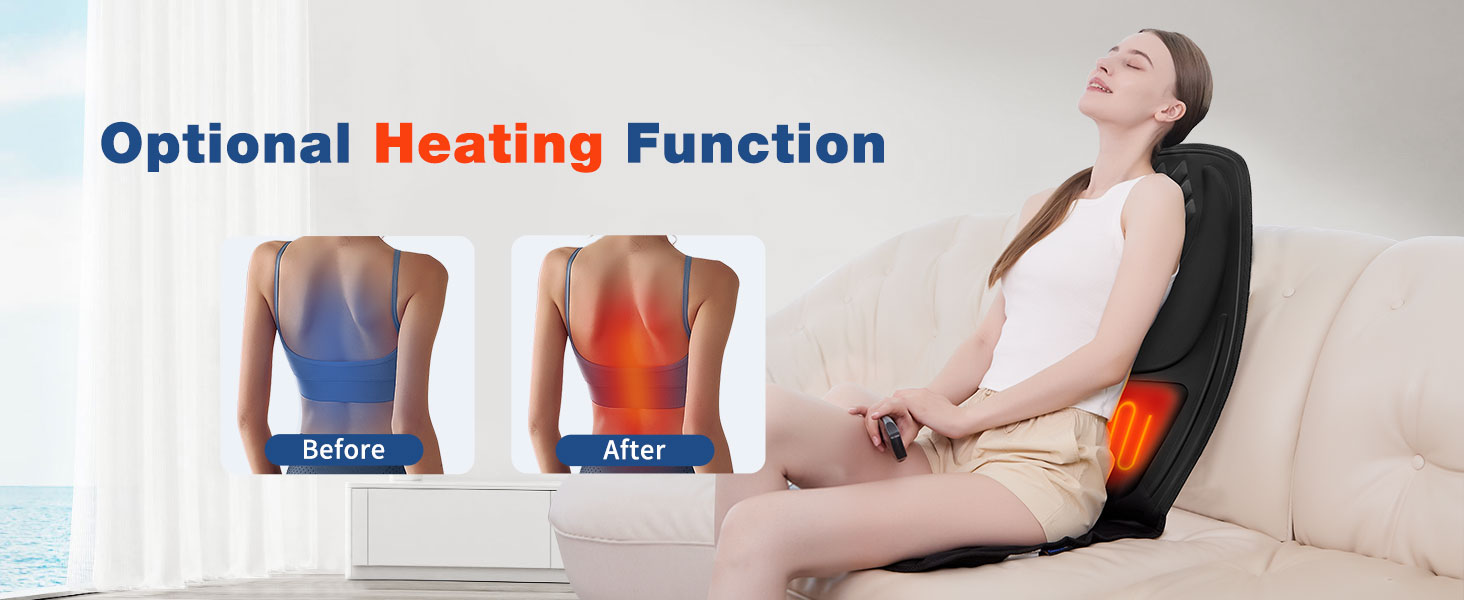 Масажне подушечка для спини з глибокою проникаючою вібрацією, охолодження/підігрів, 2 режими, для зняття м'язової втоми та стресу (Чорний сатин)