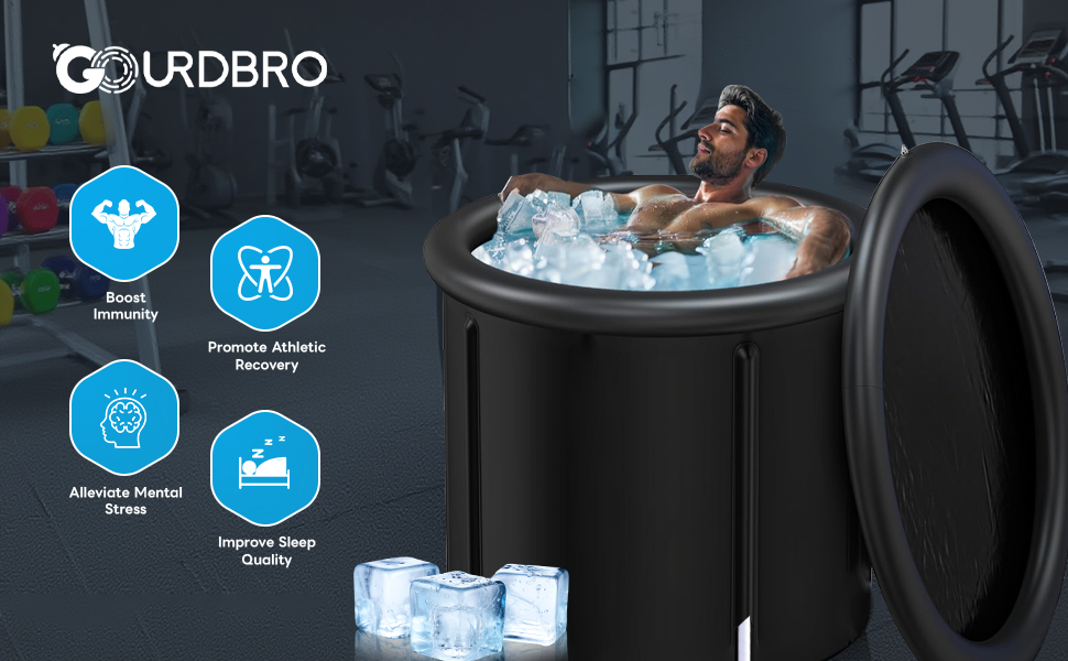 Преміум Ейсбад XL (80 см Ø) - Комплект для криотерапії з тони, крио ванна, криотонна з кришкою та тканиною - для відновлення та оздоровлення