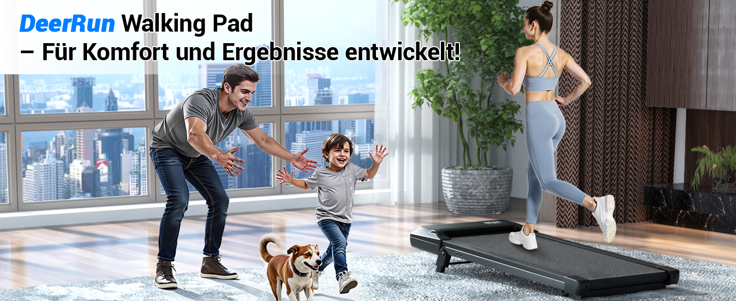 Бігова доріжка DeerRun Walking Pad з ухилом 6%, для дому та офісу, з додатком, LED-дисплеєм, пультом ДУ, до 136 кг, матово-чорна