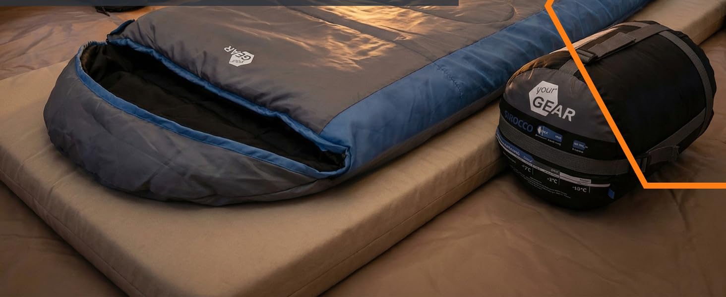Спальник зимовий GEAR Mumienschlafsack Sirocco -18°C, 230x80 см, водонепроникний, для трекінгу та кемпінгу (синьо-сірий)