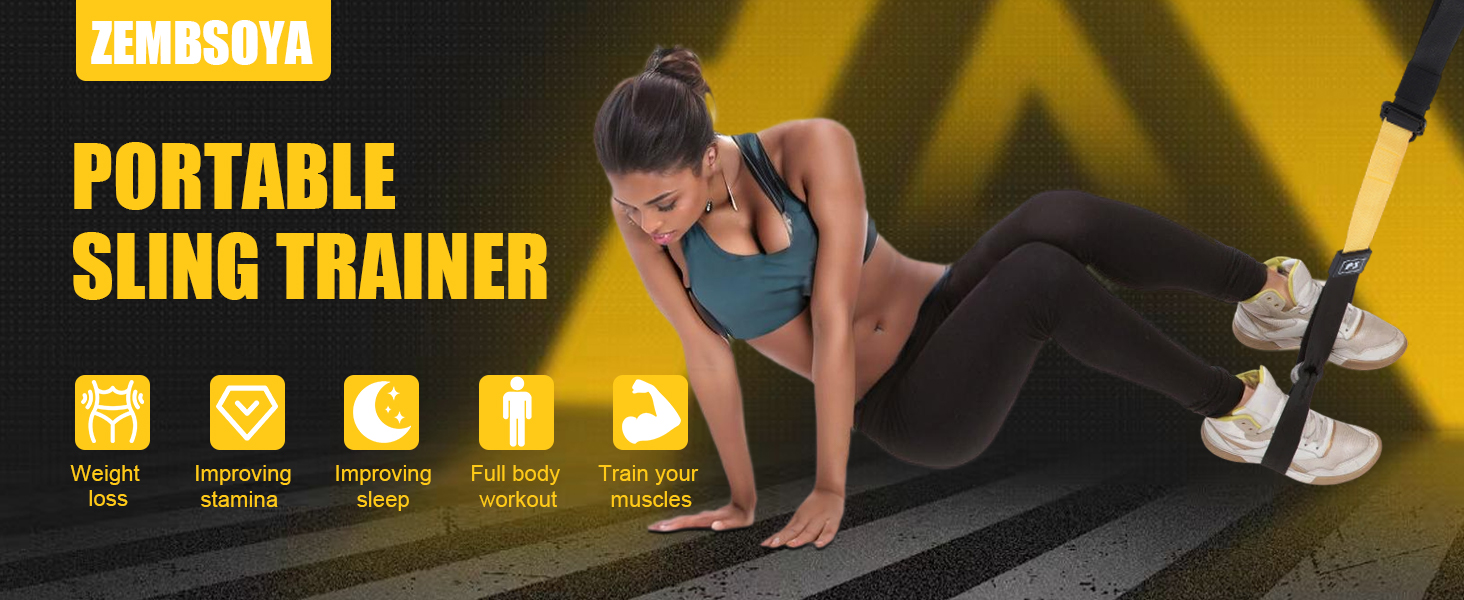 Слінг-тренажер для комплексних тренувань вдома - повний комплект з сумкою та інструкцією, жовтий