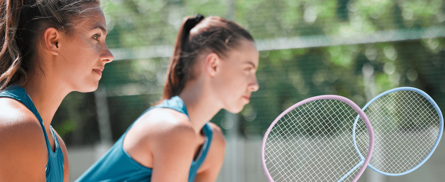 Набір для бадмінтону OGEENIER: 4 ракетки, 6 воланів, сумка, блакитний+жовтий, 3 1/4 дюйма