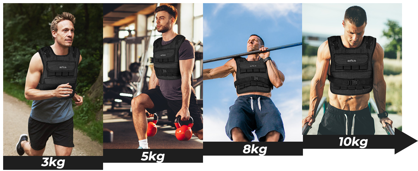 Вага для тренувань DH FitLife, регульована, 10/20 кг, чорна | Вага для бігу та силових тренувань, для жінок та чоловіків