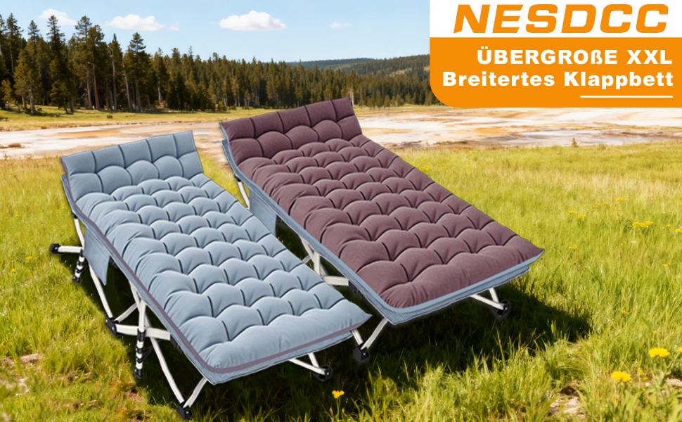 Кемпінгове ліжко з матрацом, розкладне, для відпочинку на природі та вдома, 200 кг, сіре