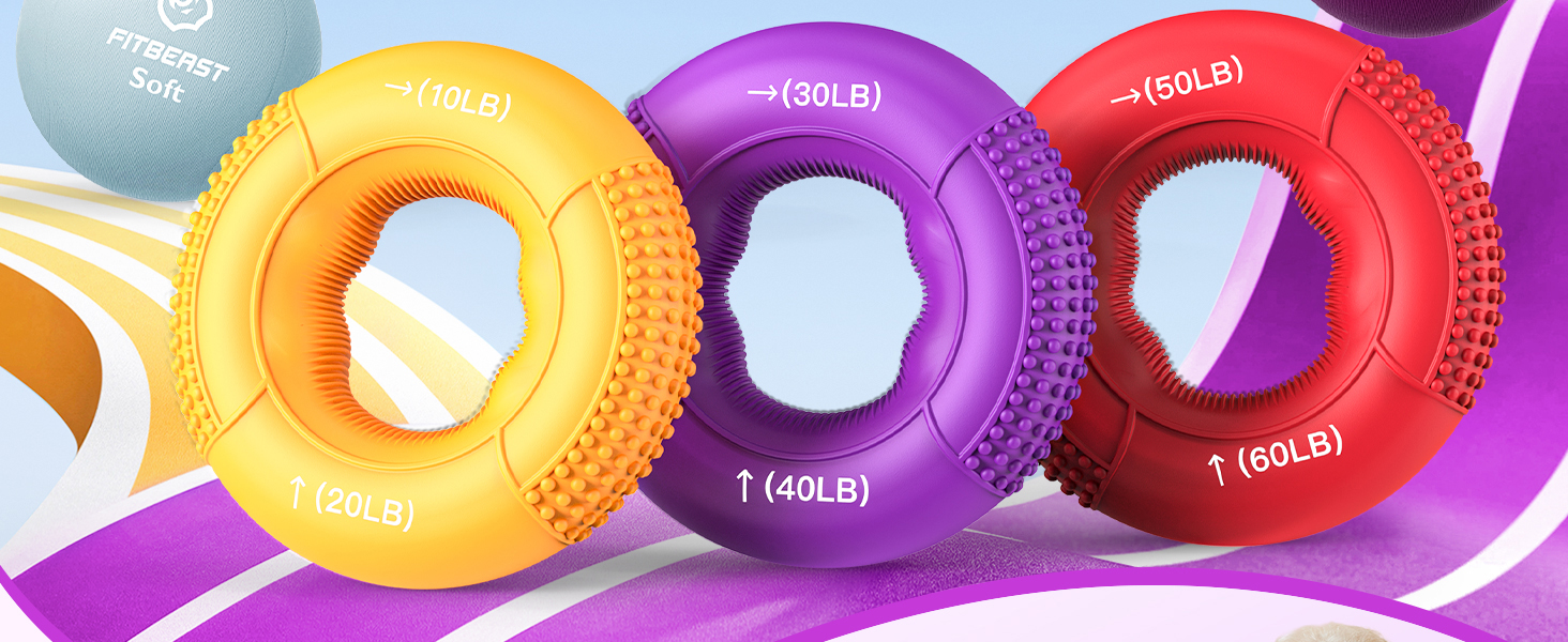 FitBeast Тренажер для рук та пальців, набір 6 шт. для силових вправ, реабілітації та зняття стресу. Підходить для чоловіків, жінок та людей похилого віку.