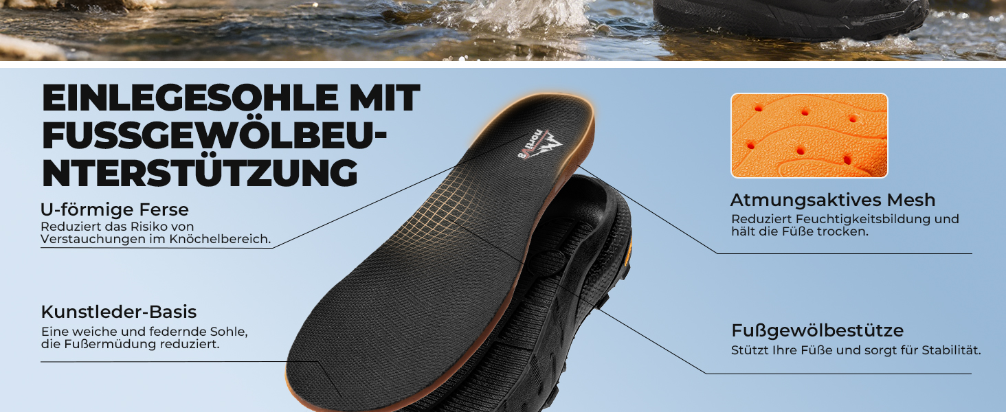 Чоловічі водонепроникні трекінгові черевики NORTIV - легкі кросівки для хайкінгу, валкоінгу та занять спортом (39.5 EU, чорний)