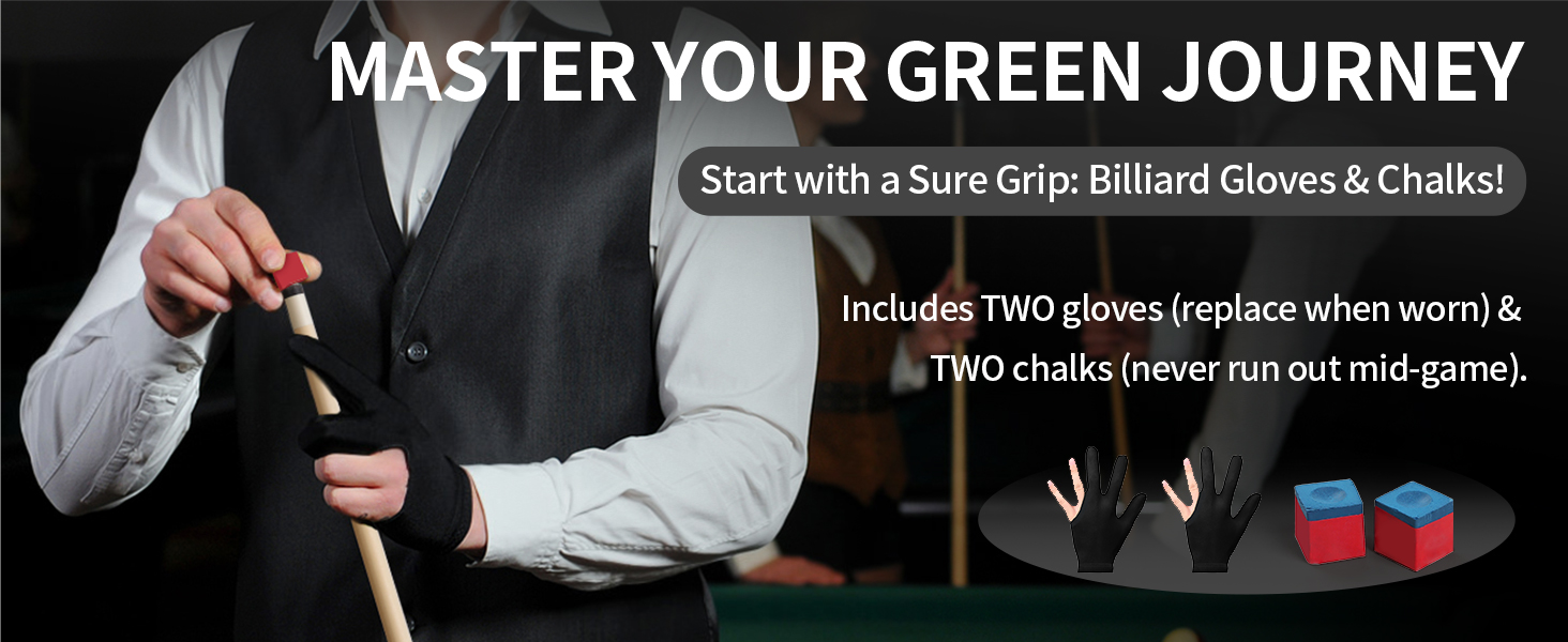 Більярдний кий Horse Billiard з наконечниками 13 мм, 147 см, 2 рукавички та крейда, для дорослих, акорн/осін