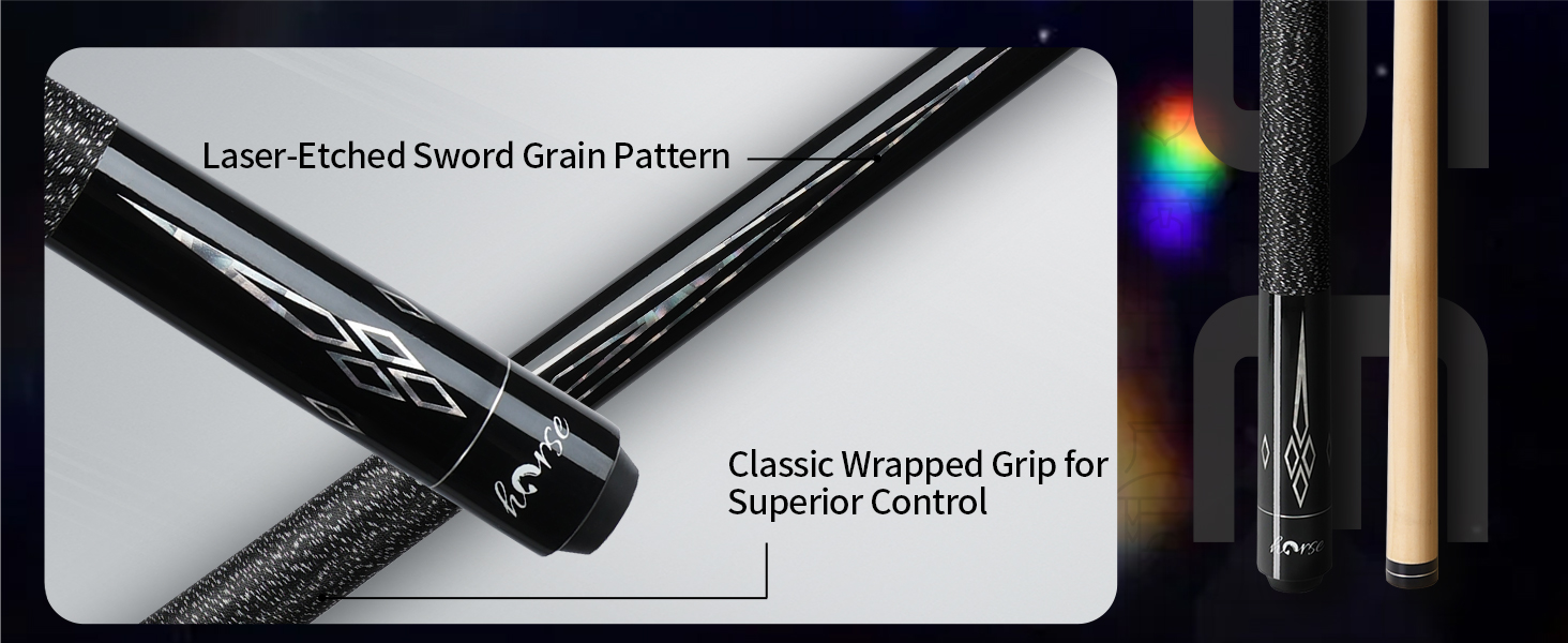 Більярдний кий Horse Billiard з наконечниками 13 мм, 147 см, 2 рукавички та крейда, для дорослих, акорн/осін