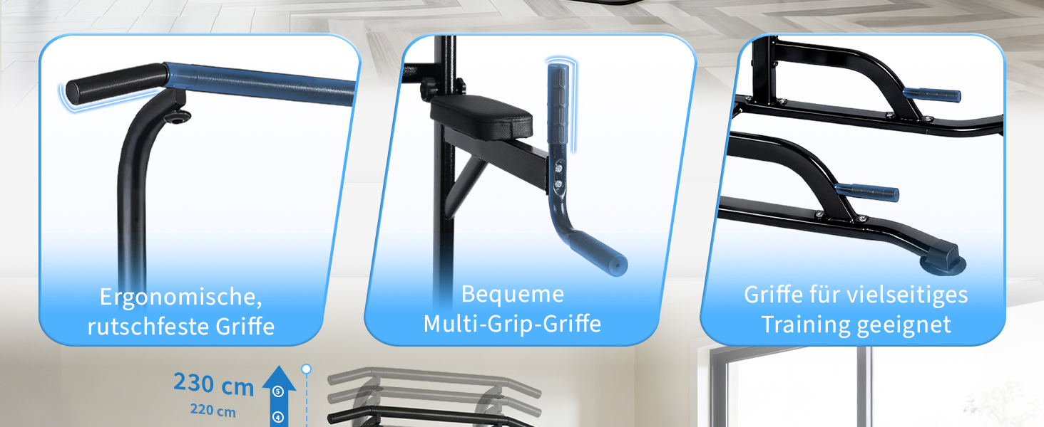 Багатофункціональний турнік Power Tower: стійка для підтягувань, брусів та вправ на прес, регульована висота, для домашнього тренажерного залу (Чорний)