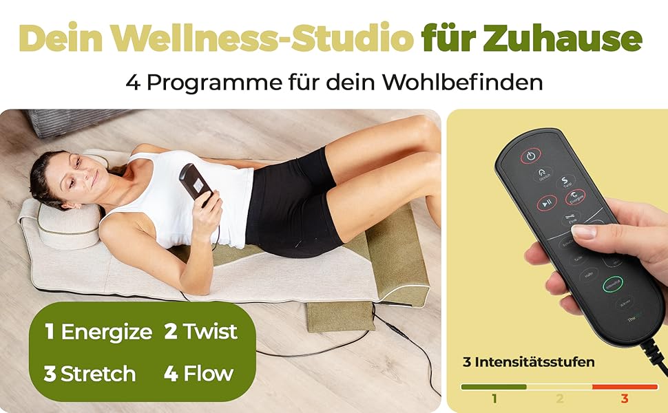 Електрична масажна килимок VitaStretch з льону | 4 програми для спини, плечей, стегон | Функція підігріву, таймер