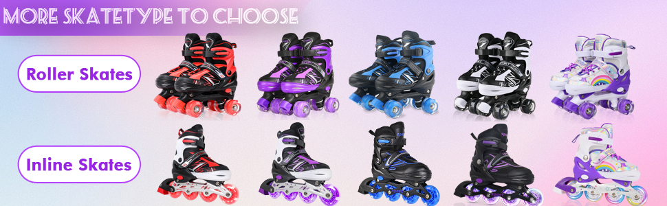 Регульовані роликові ковзани для дітей, дівчаток, початківців. Ролики для дітей та підлітків, кольори: фіолетовий, райдуга.