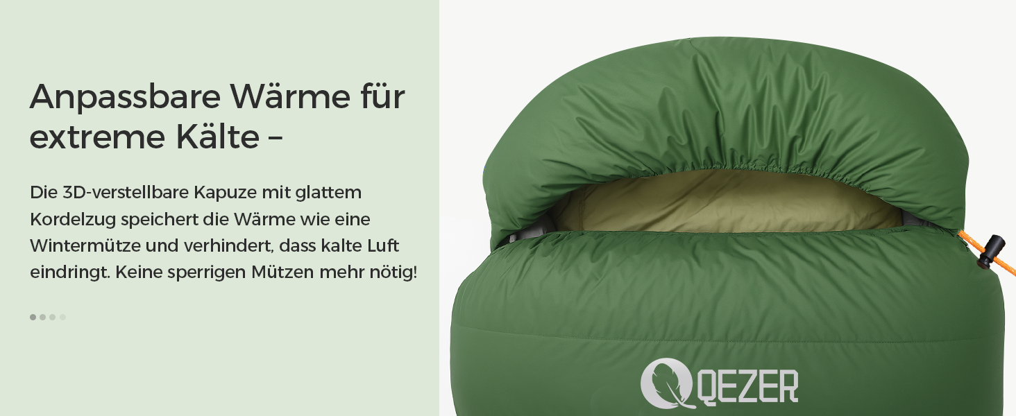 Сплячий мішок XXL з пуху на 3-4 сезони, 230x100 см, для дорослих, кемпінг, трекінг, подорожі (зелений)