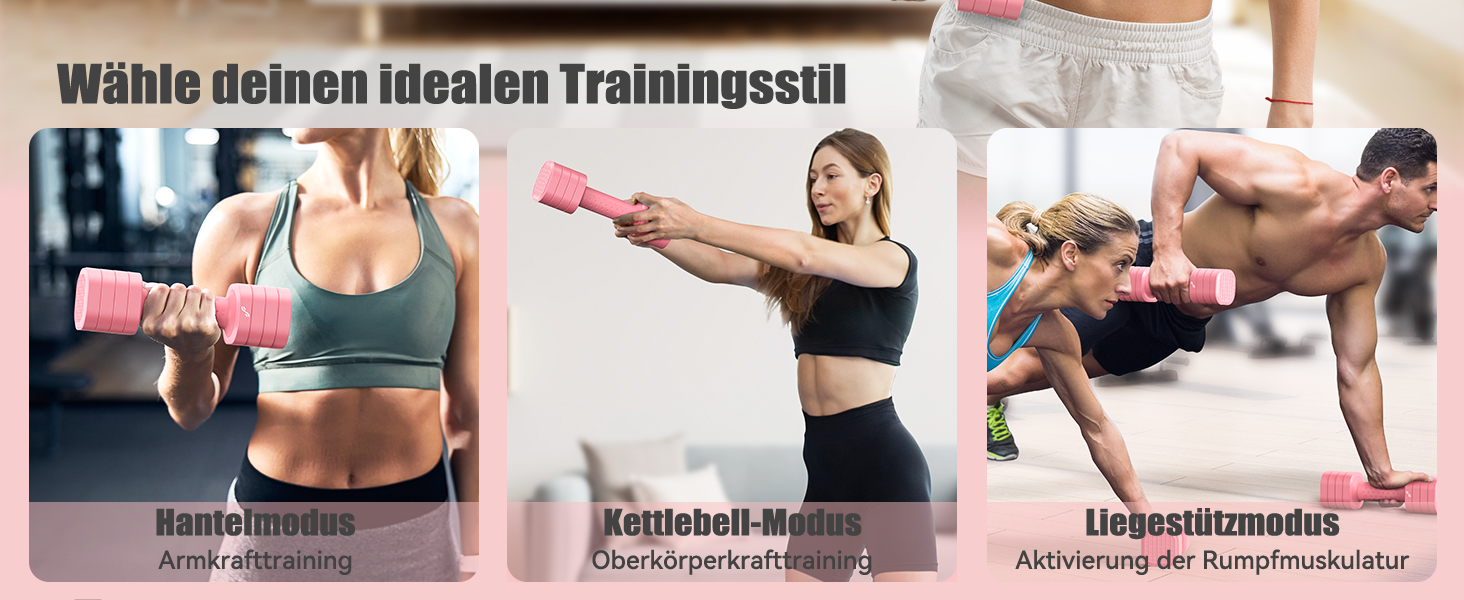 Регульовані гантелі Sportneer для жінок 2 шт (0,9–2,3 кг), 4-в-1 набір з нековзною TPU-ручкою для фітнесу, силових тренувань та домашнього спортзалу