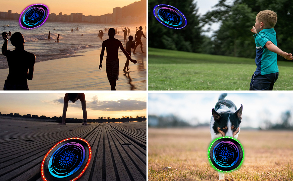 Фрісбі світне LED Ultimate Frisbee для дітей та дорослих, м'який диск з 49 LED-ліхтариками, блакитний