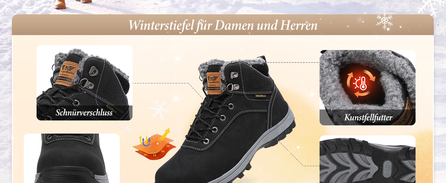 Зимові черевики Arrigo Bello для жінок та чоловіків, утеплені, непромокаючі, антиковзаючі, синього кольору, розмір 36-46